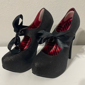 Black Glitter Stilettos